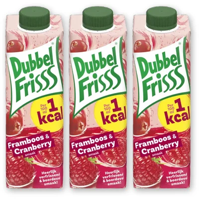 DubbelFrisss 1kcal framboos & cranberry 3-pack