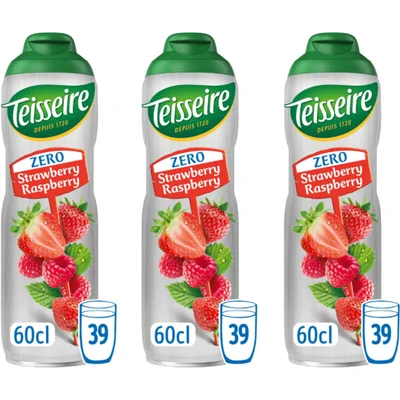 Teisseire Zero aardbei framboos siroop 3-pack