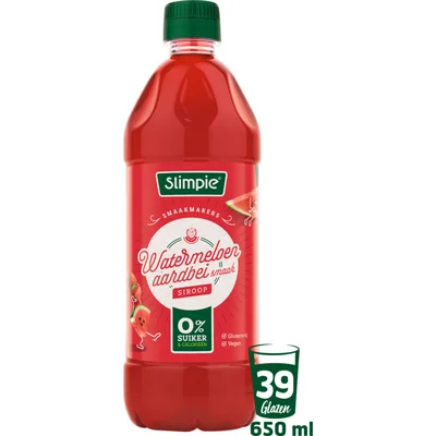 Slimpie Watermeloen aardbei siroop 0% suiker