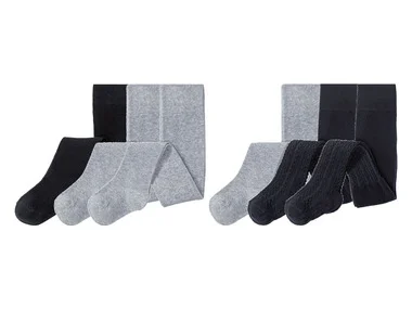 lupilu® Broekkousen voor meisjes, set van 3, biokatoen, polyamide en elastaan