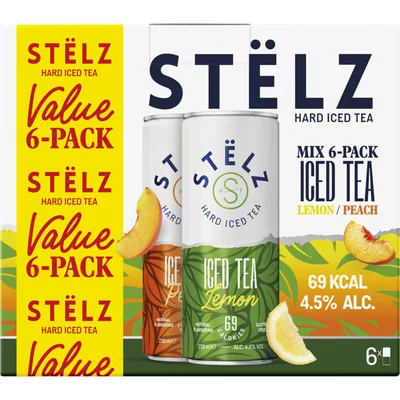 Stëlz Hard iced tea lemon peach 6-pack