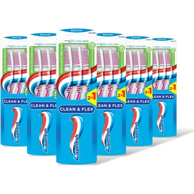 Aquafresh Clean & flex medium tandenborstel 6-pack