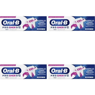 Oral-B B Pro junior tandpasta 6-12 jaar 4-pack