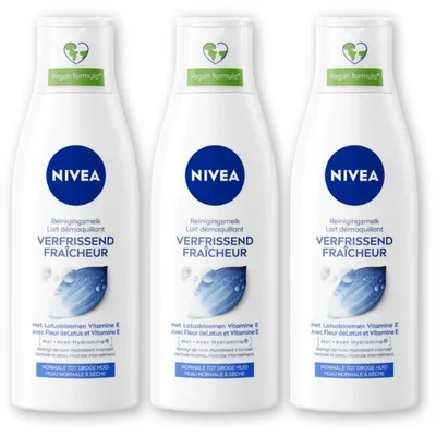 NIVEA Verfrissende reinigingsmelk vit E 3-pack