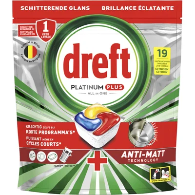 Dreft Platinum plus vaatwascapsules citroen