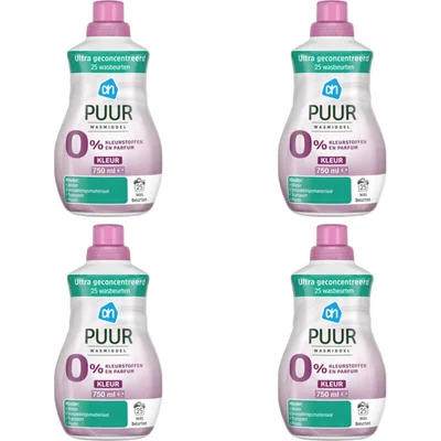 AH Puur vloeibaar wasmiddel kleur 4-pack
