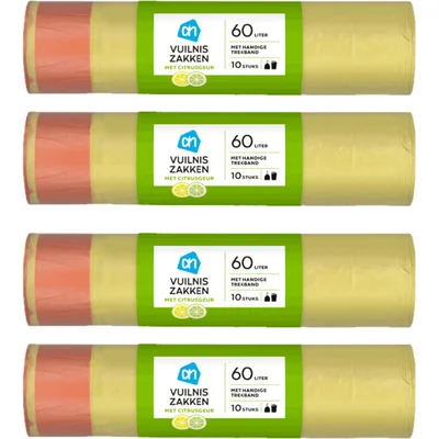 AH Vuilniszakken trekband 60l citrus 4-pack