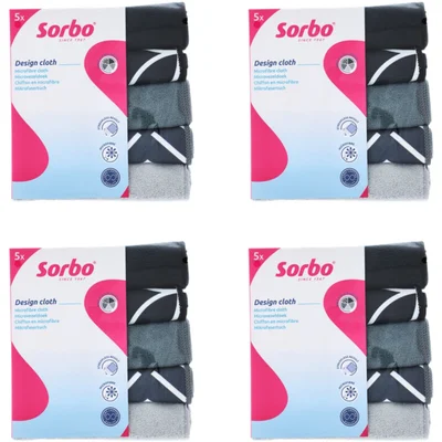 Sorbo Microvezeldoek zwart grijs 4-pack