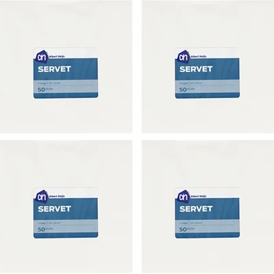 AH Servetten 2-laags 33x33 cm wit 4-pack