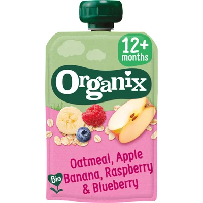 Organix Knijpfruit oatmeal, appel, banana 12m+