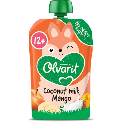 Olvarit Knijpfruit coconut milk, mango 12m+