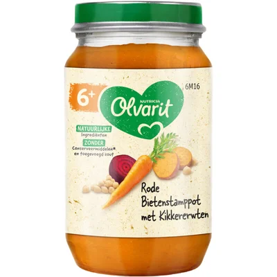 Olvarit Rode bietstamppot met kikkererwten 6m+
