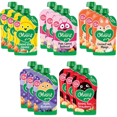 Olvarit Knijpfruit 12+ mnd variatiemenu 15-pack