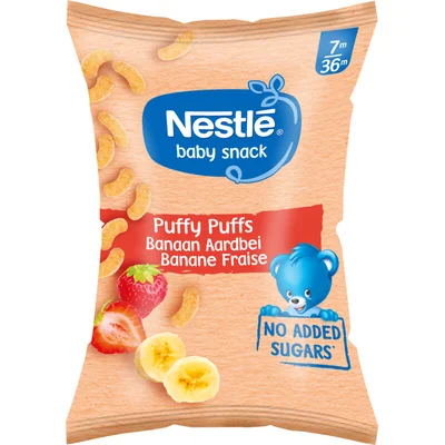 Nestlé Baby snack puffy puffs banaan aardbei 7+