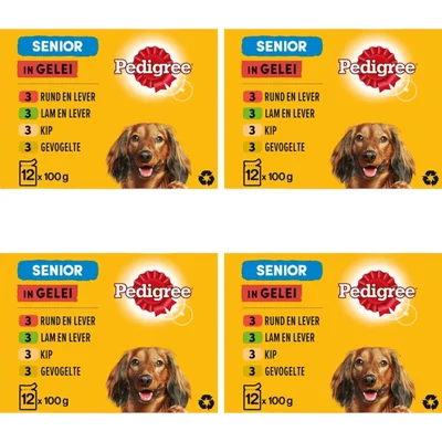 Pedigree Senior maaltijdzak in gelei multi 4-pack
