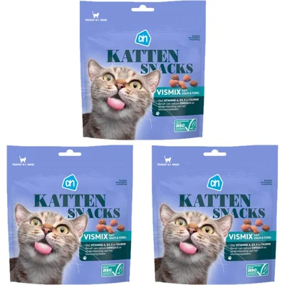 AH Kattensnacks vismix zalm en forel 3-pack
