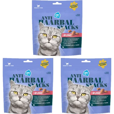 AH Anti haarbal snacks met rund 3-pack