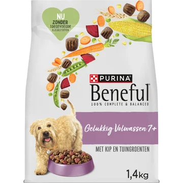 Beneful Gelukkig volwassen senior met kip