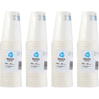AH Kartonnen beker wit 4-pack
