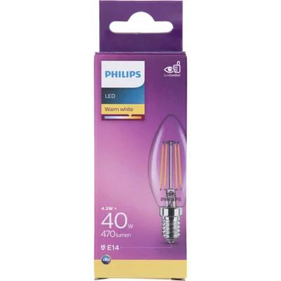 Philips Led fil kaars helder E14 40W