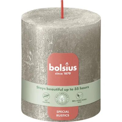Bolsius Rustieke kaars shimmer champagne 8cm