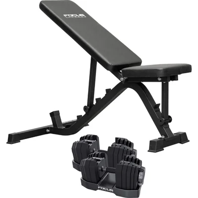 Focus Fitness Trainingsbank + dumbbellset