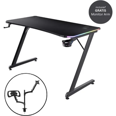 Trust Gxt709 luminus rgb desk + monitor arm