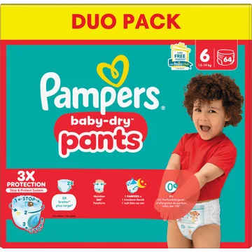 Pampers Baby-Dry Pants Luierbroekjes Maat 6, 64 Luierbroekjes