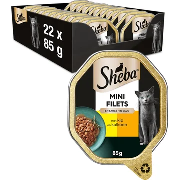 Sheba Mini Filets in Saus met Kip & Kalkoen 22 x 85 g