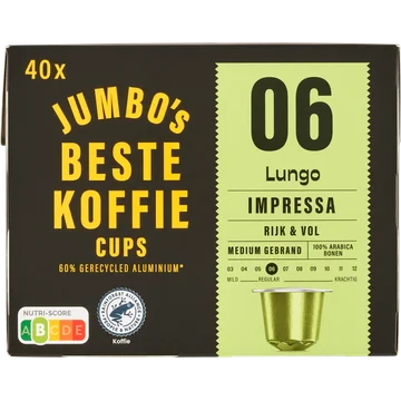 Jumbo's 06 Lungo Impressa Koffiecups 40 Stuks
