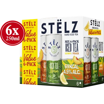 Stelz Hard Iced Tea Peach & Lemon 6x250ML