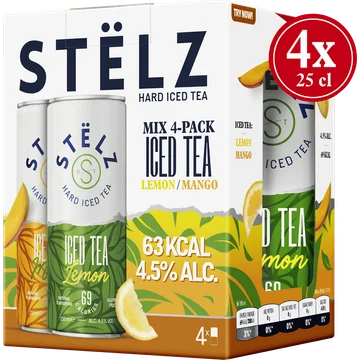 Stelz Hard Iced Tea Lemon & Mango 4x250ML