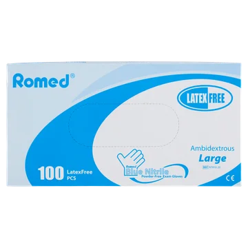 Romed Blue Nitrile Handschoenen Poedervrij L - 100 Stuks