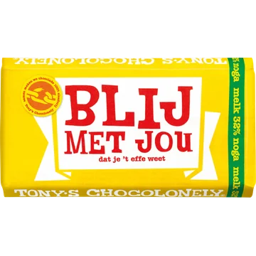 Tony's Chocolonely Melkchocolade reep Noga - Blij met jou!