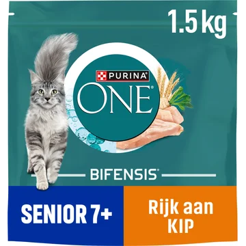 PURINA ONE® Senior 7+ Rijk aan Kip kattenvoer 1,5 kg