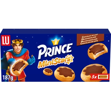 LU Prince MiniStars Koekjes Melkchocolade (5 x 37.4 g) 187g