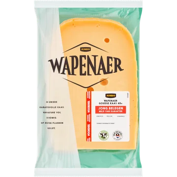 Wapenaer Goudse Kaas Jong Belegen 48+ Voordeelverpakking Plakken ca. 350 g