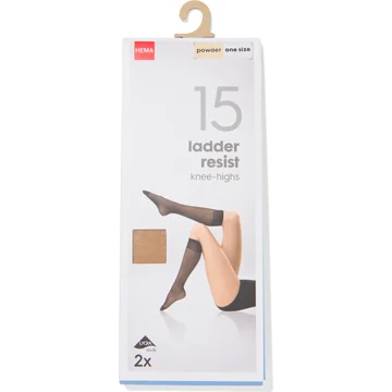 HEMA Powder One Size 15 Ladder Resist Knee-Highs 2 Stuks