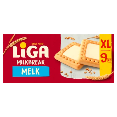 Liga Milkbreak Melk XL Voordeelverpakking 9x2 biscuits 367.5 g