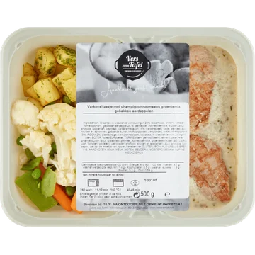 Vers Aan Tafel Varkenshaasje met Champignonroomsaus Groentemix Gebakken Aardappelen 500 g