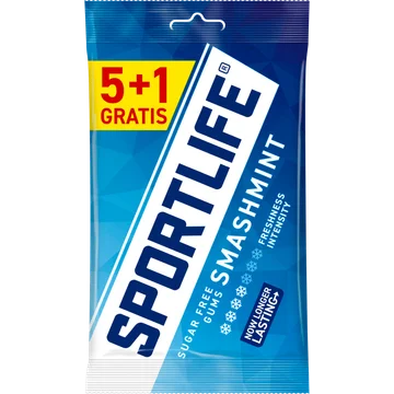 Sportlife Smashmint Suikervrije kauwgom  5+1 Gratis 6 x 18 g