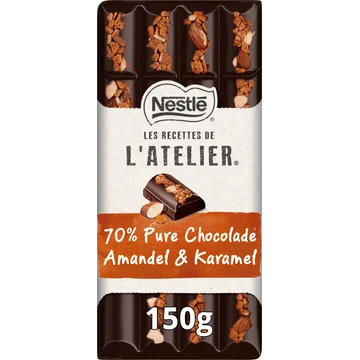 Les Recettes de l'Atelier 70% Noir Intense Amandel & Karamel 150 g
