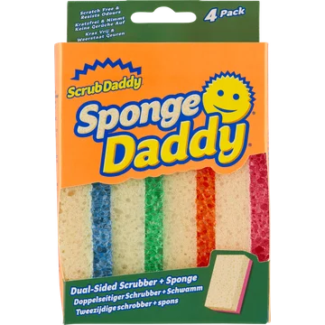 Scrub Daddy Sponge Daddy Tweezijdige Schrobber + Spons 4 Pack 