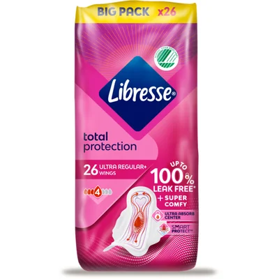 Libresse V-Protection Maandverbanden Ultra+ with Wings Regular Flow Big Pack 26 Stuks