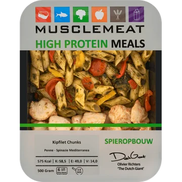 Muscle Meat High Protein Meals Kipfilet Chunks Penne - Spinazie Mediterranea 500 g