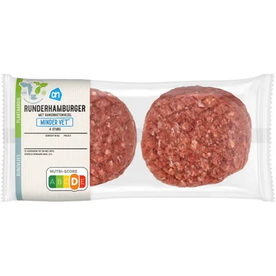 AH Runderhamburger minder vet 4 stuks