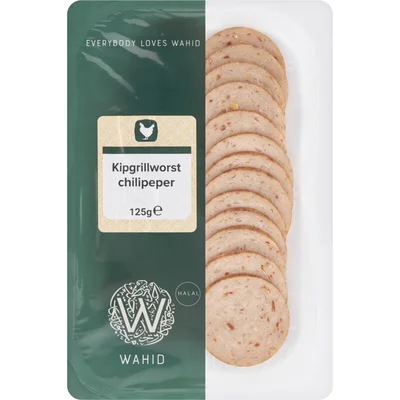 Wahid Kipgrillworst plakjes chilipeper