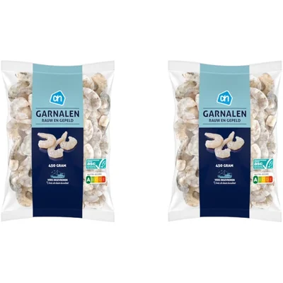 AH Gepelde roze garnalen rauw 2-pack