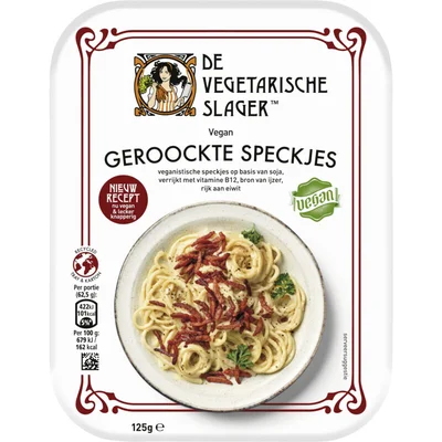 Vegetarische Slager Vegan geroockte speckjes