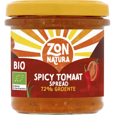 Zonnatura Spicy tomaat spread 72% groente